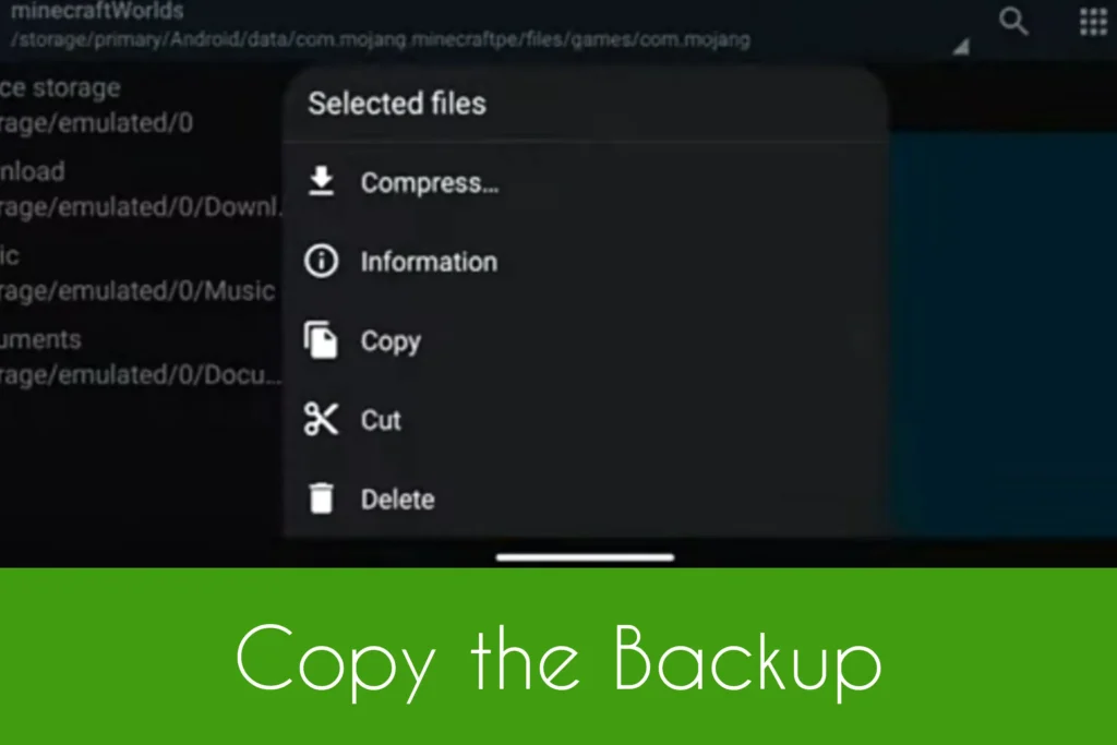 copy the backup content 